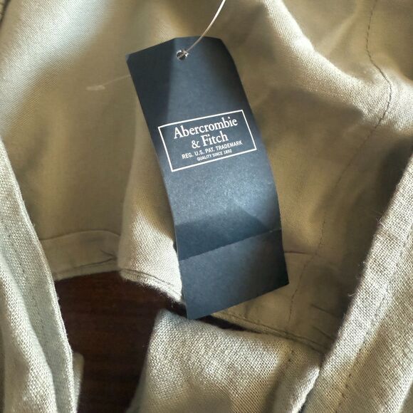 NWT Abercrombie & Fitch Green Linen Tie Front Crop Top Women's Small - Picture 15 of 16